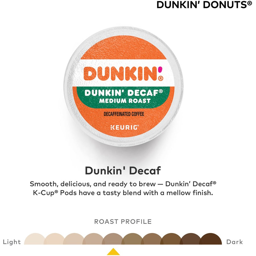Dunkin'® K-Cup Dunkin Decaf Coffee - Compatible with Keurig Brewer - Medium - K-Cup - Dunkin Donuts - Decaffeinated - 22 / Box