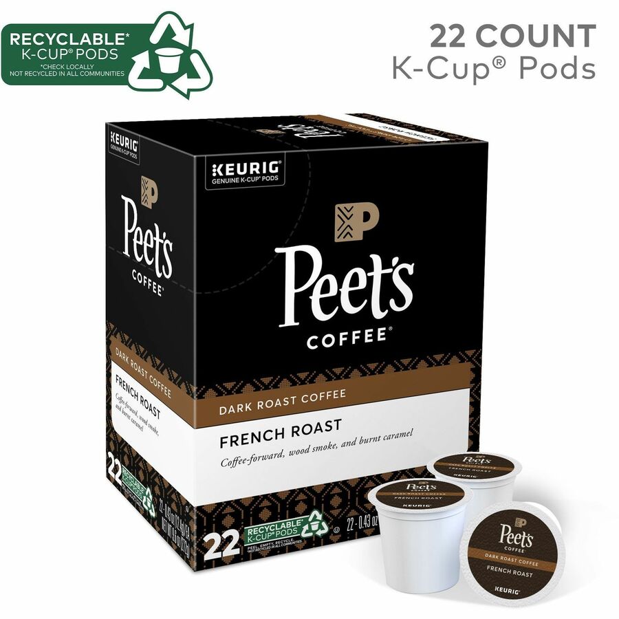 Peet's Coffee® K-Cup French Roast Coffee - Compatible with Keurig Brewer - Dark - K-Cup - 22 / Box