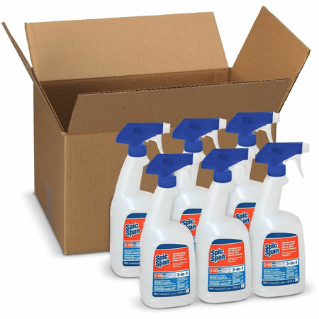 Spic and Span 3-in-1 Cleaner - 32 fl oz (1 quart) - Fresh Scent - Disinfectant, Streak-free - Blue - 6 / Carton