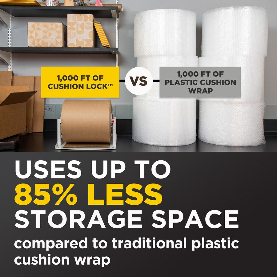 Scotch Cushion Lock Protective Wrap - 12" Width x 1000 ft Length - Recyclable, Easy Tear - Brown - 1 Roll