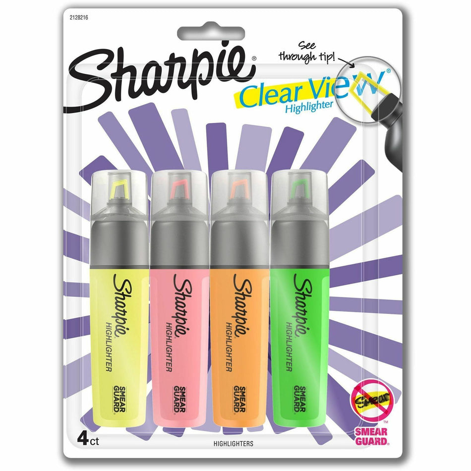 Sharpie Clear View Highlighter Pack - Chisel Marker Point - Assorted Ink - 4 / Set