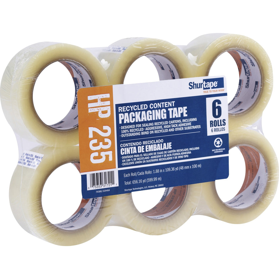 Duck HP 235 Hot Melt Packaging Tape - 109.36 yd Length x 1.89" Width - Clear - 6 / Pack