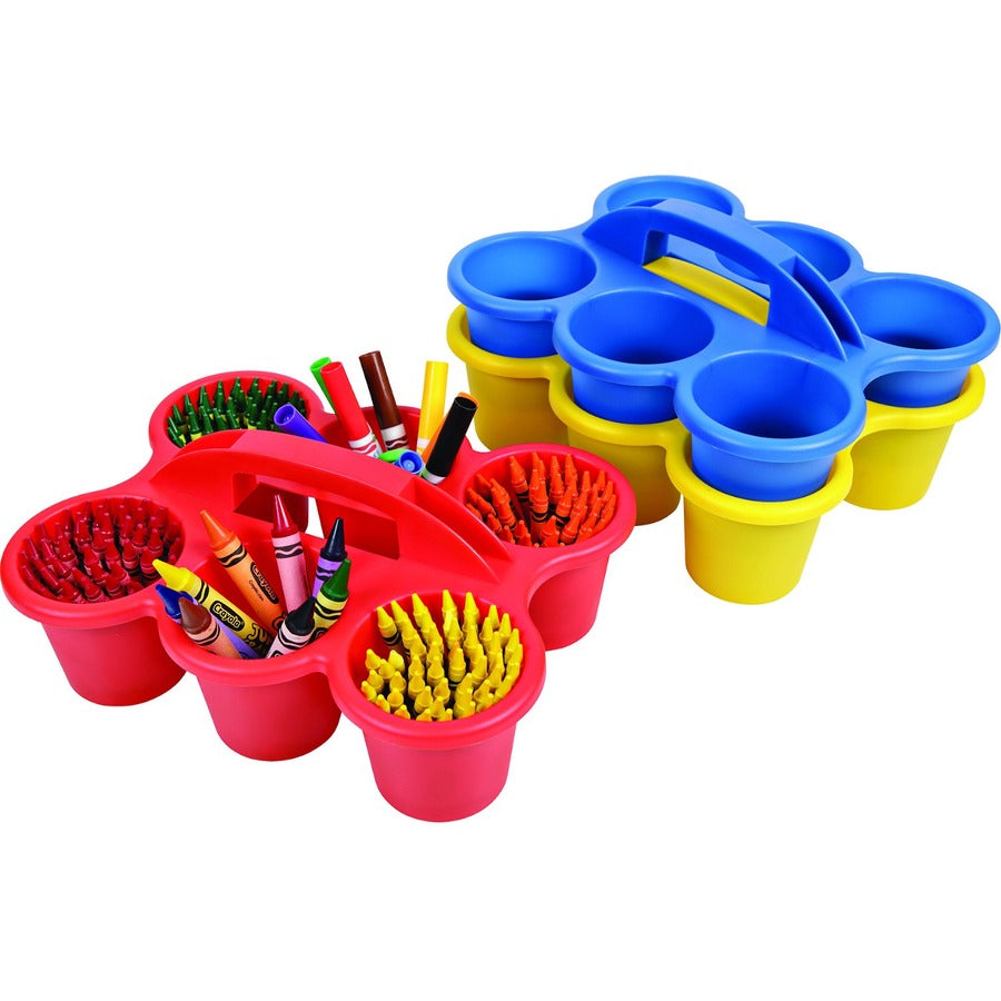 Deflecto Antimicrobial Kids 6 Cup Caddy - 6 Compartment(s) - 5.29" Height x 12.07" Width x 9.55" Depth - Lightweight, Portable, Antimicrobial, Easy to Clean, Handle, Stackable, Mildew Resistant - Yellow - Plastic, Polypropylene - 1 Each