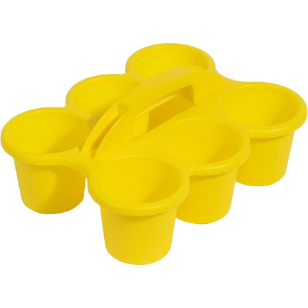 Deflecto Antimicrobial Kids 6 Cup Caddy - 6 Compartment(s) - 5.29" Height x 12.07" Width x 9.55" Depth - Lightweight, Portable, Antimicrobial, Easy to Clean, Handle, Stackable, Mildew Resistant - Yellow - Plastic, Polypropylene - 1 Each