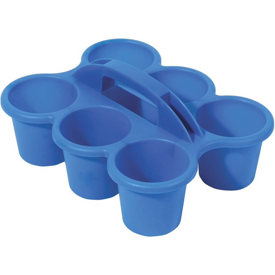 Deflecto Antimicrobial Kids 6 Cup Caddy - 6 Compartment(s) - 5.29" Height x 12.07" Width x 9.55" Depth - Lightweight, Portable, Antimicrobial, Easy to Clean, Handle, Stackable, Mildew Resistant - Blue - Plastic, Polypropylene - 1 Each