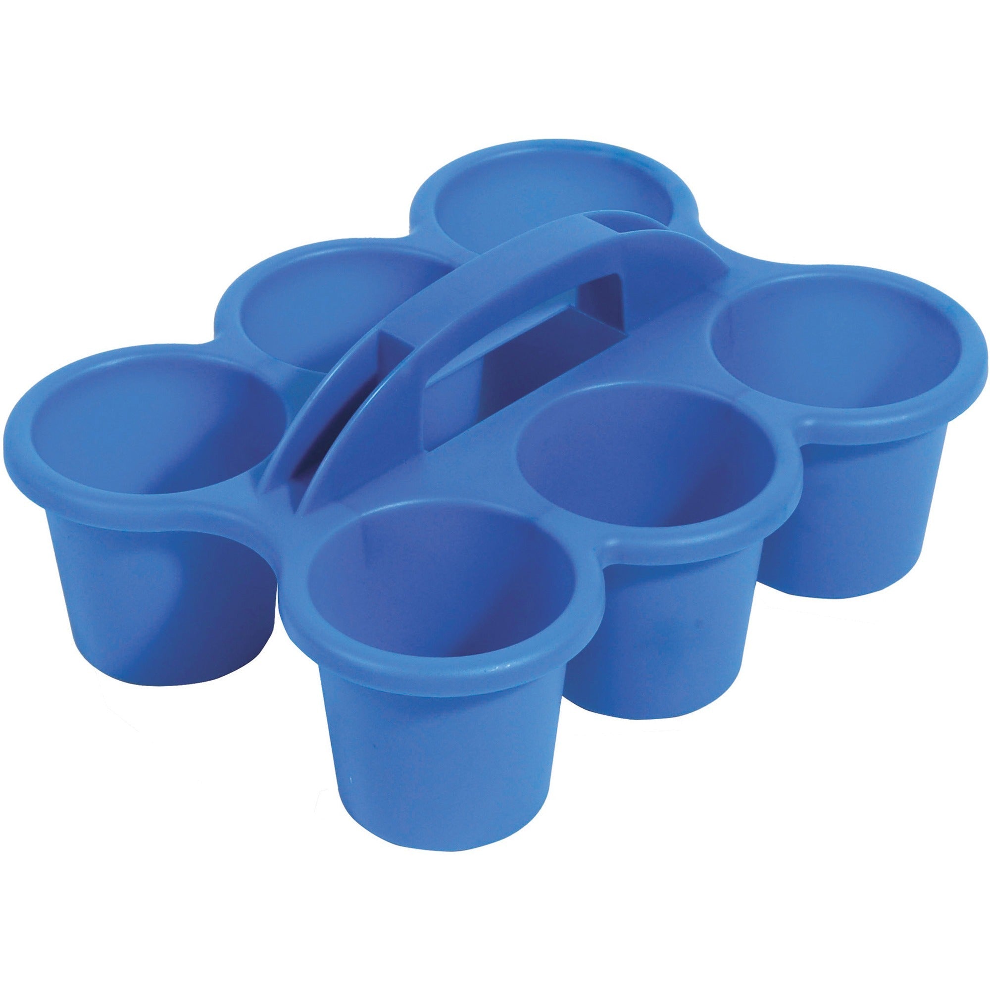 Deflecto Antimicrobial Kids 6 Cup Caddy - 6 Compartment(s) - 5.29" Height x 12.07" Width x 9.55" Depth - Lightweight, Portable, Antimicrobial, Easy to Clean, Handle, Stackable, Mildew Resistant - Blue - Plastic, Polypropylene - 1 Each