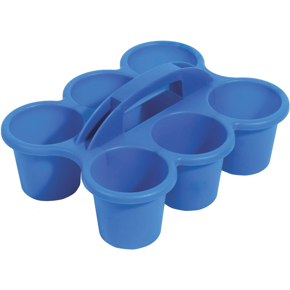 Deflecto Antimicrobial Kids 6 Cup Caddy - 6 Compartment(s) - 5.29" Height x 12.07" Width x 9.55" Depth - Lightweight, Portable, Antimicrobial, Easy to Clean, Handle, Stackable, Mildew Resistant - Blue - Plastic, Polypropylene - 1 Each