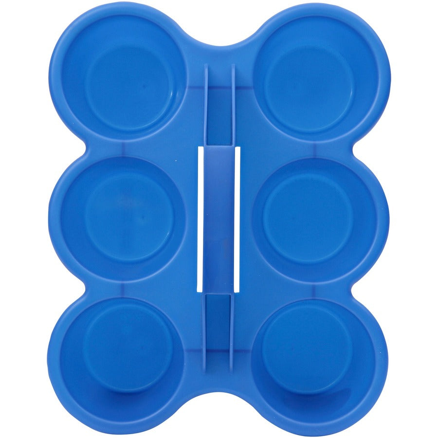 Deflecto Antimicrobial Kids 6 Cup Caddy - 6 Compartment(s) - 5.29" Height x 12.07" Width x 9.55" Depth - Lightweight, Portable, Antimicrobial, Easy to Clean, Handle, Stackable, Mildew Resistant - Blue - Plastic, Polypropylene - 1 Each