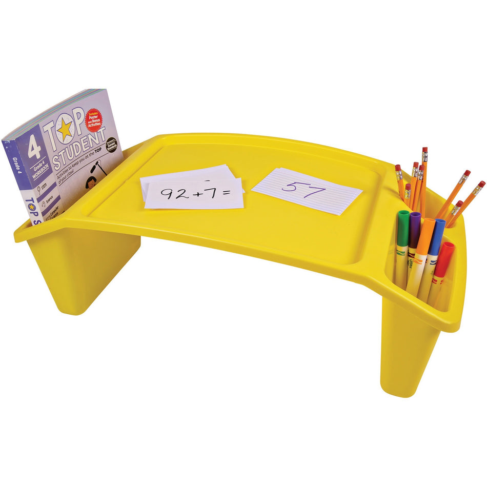 Deflecto Antimicrobial Kids Lap Tray - Supplies, Paper, Book, Pencil, Crayon, Mobile Device, Decoration/Activity - 8.53" Height x 23.35" Width x 12" Depth - Yellow - Polypropylene, Plastic - 1 Each