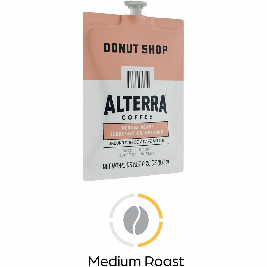 Alterra Freshpack Donut Shop Coffee - Compatible with Flavia Aroma, Flavia Barista, FLAVIA Creation 600, Flavia Creation 500, Flavia Creation 200, Flavia Creation 150, Flavia Creation 300 - Medium - Freshpack - Donut Shop Blend - 100 / Carton