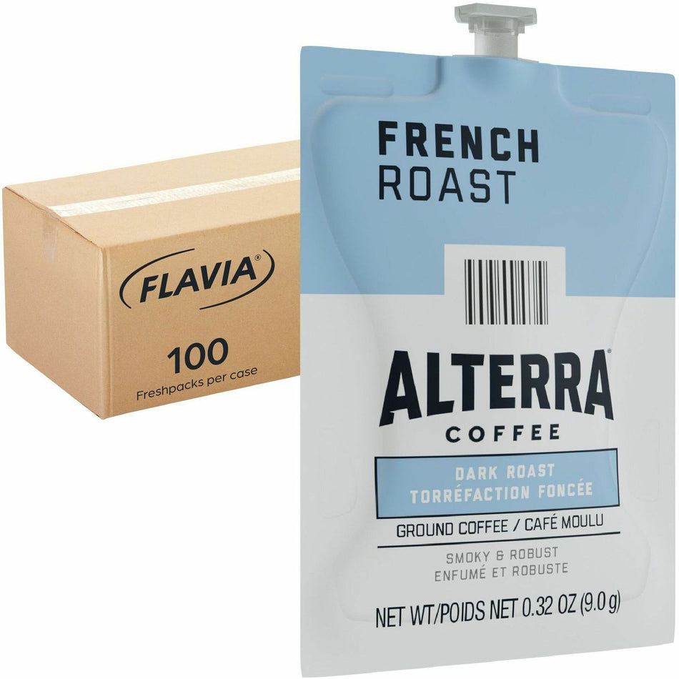 Alterra Freshpack French Roast Coffee - Compatible with Flavia Aroma, Flavia Barista, FLAVIA Creation 600, Flavia Creation 500, Flavia Creation 200, Flavia Creation 150, Flavia Creation 300 - Dark - Freshpack - 100 / Carton
