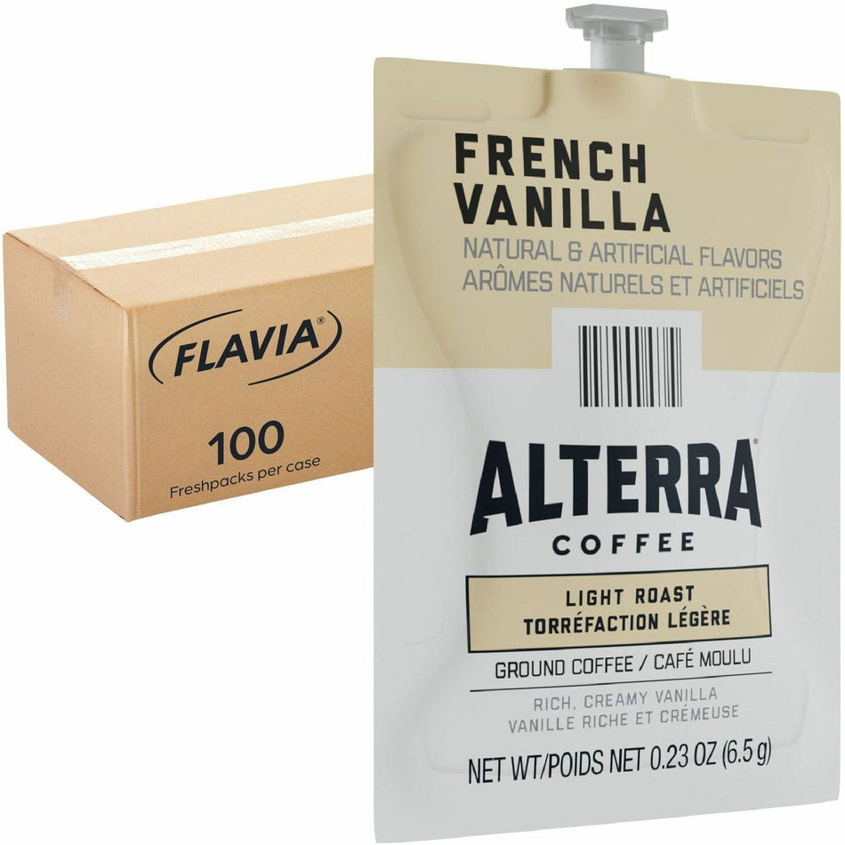 Alterra Freshpack French Vanilla Coffee - Compatible with Flavia Aroma, Flavia Barista, FLAVIA Creation 600, Flavia Creation 500, Flavia Creation 200, Flavia Creation 150, Flavia Creation 300 - Medium - Freshpack - 100 / Carton