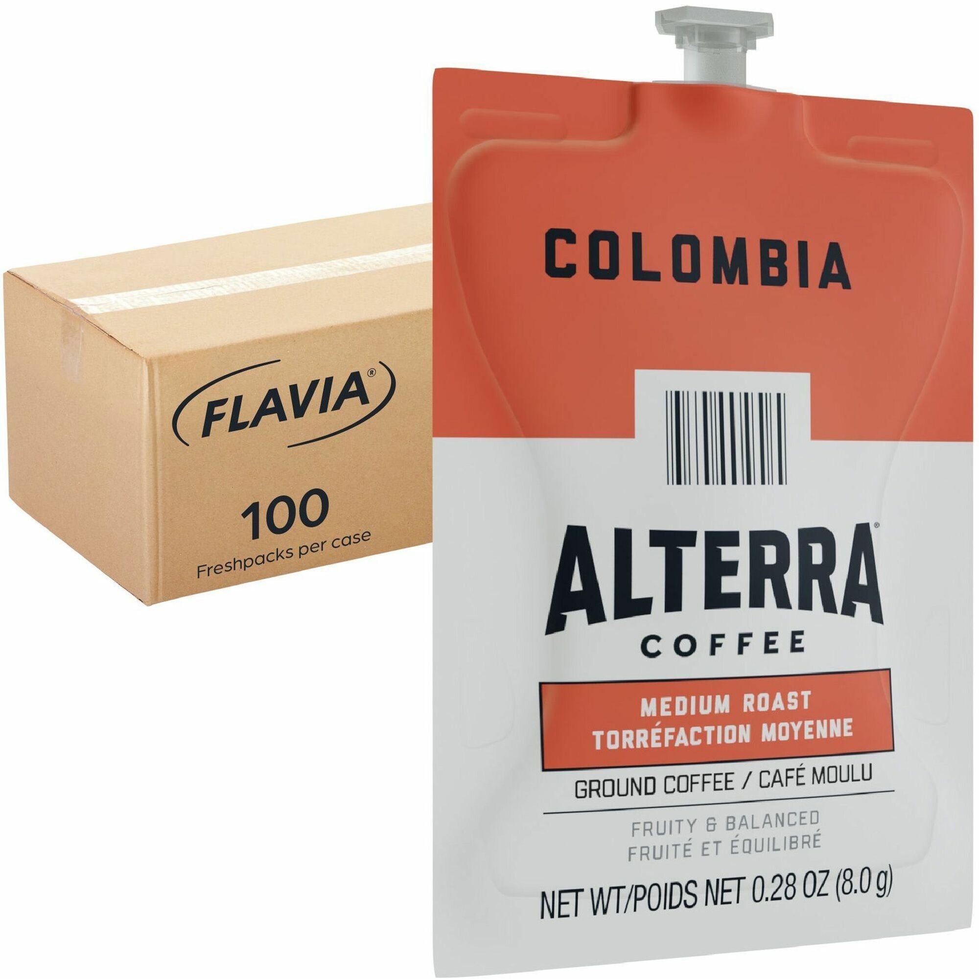 Alterra Freshpack Colombia Coffee - Compatible with Flavia Aroma, Flavia Barista, FLAVIA Creation 600, Flavia Creation 500, Flavia Creation 200, Flavia Creation 150, Flavia Creation 300 - Medium - Freshpack - 100 / Carton