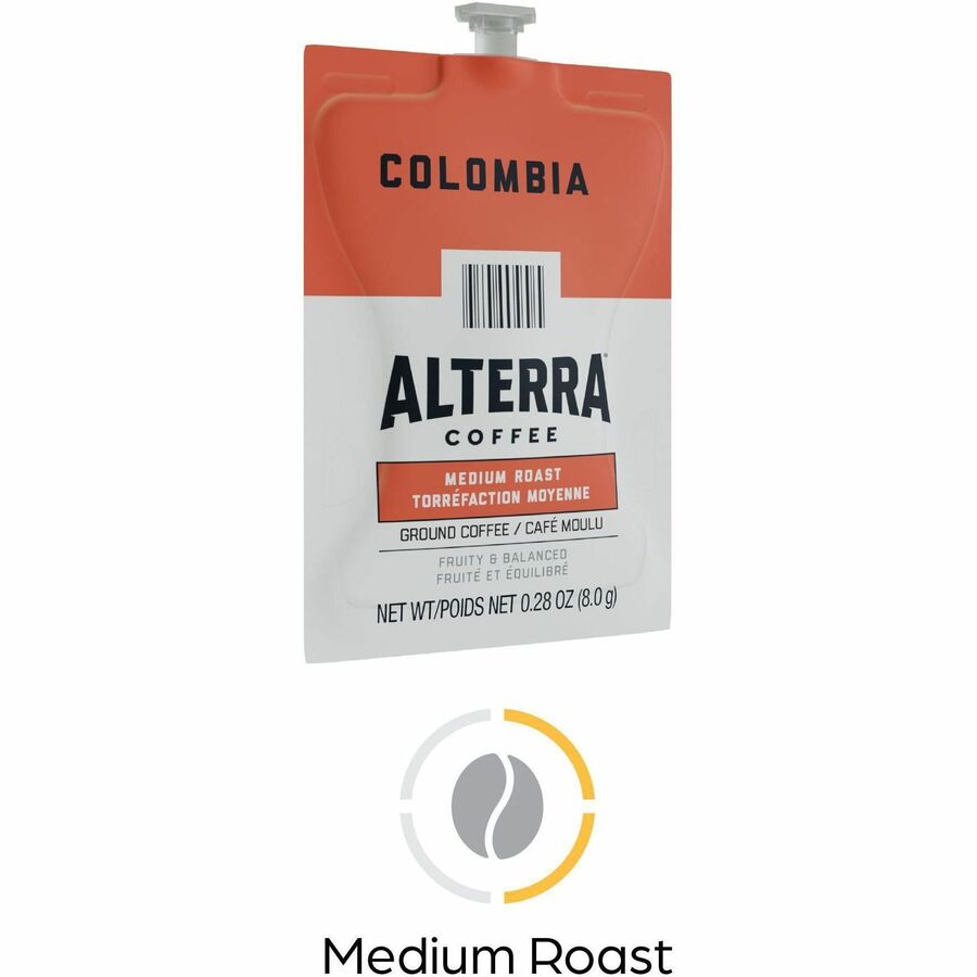 Alterra Freshpack Colombia Coffee - Compatible with Flavia Aroma, Flavia Barista, FLAVIA Creation 600, Flavia Creation 500, Flavia Creation 200, Flavia Creation 150, Flavia Creation 300 - Medium - Freshpack - 100 / Carton