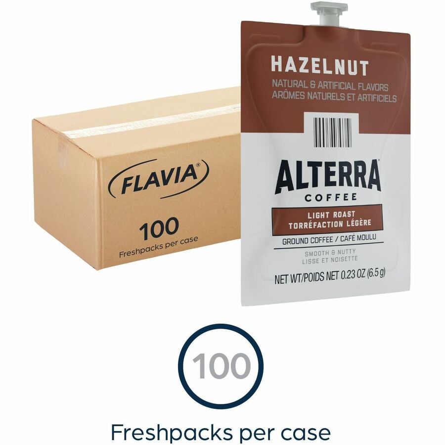 Alterra Freshpack Hazelnut Coffee - Compatible with Flavia Aroma, Flavia Barista, FLAVIA Creation 600, Flavia Creation 500, Flavia Creation 200, Flavia Creation 150, Flavia Creation 300 - Medium - Freshpack - 100 / Carton