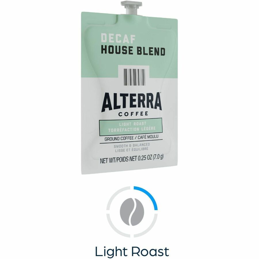 Alterra Freshpack Decaf House Blend Coffee - Compatible with Flavia Aroma, Flavia Barista, FLAVIA Creation 600, Flavia Creation 500, Flavia Creation 200, Flavia Creation 150, Flavia Creation 300 - Light - Freshpack - Decaffeinated - 100 / Carton