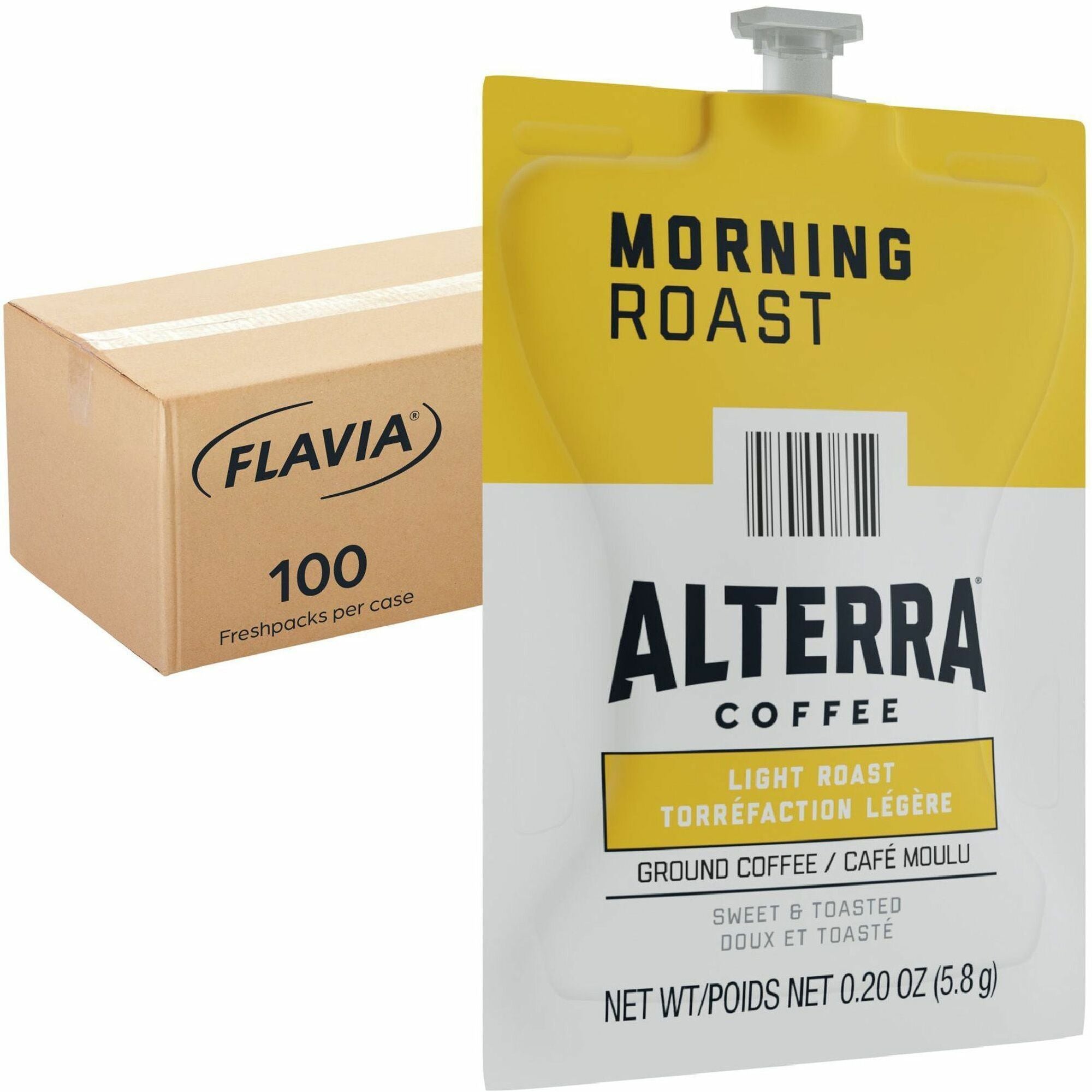 Alterra Freshpack Morning Roast Coffee - Compatible with Flavia Aroma, Flavia Barista, FLAVIA Creation 600, Flavia Creation 500, Flavia Creation 200, Flavia Creation 150, Flavia Creation 300 - Light/Smooth - Freshpack - 100 / Carton