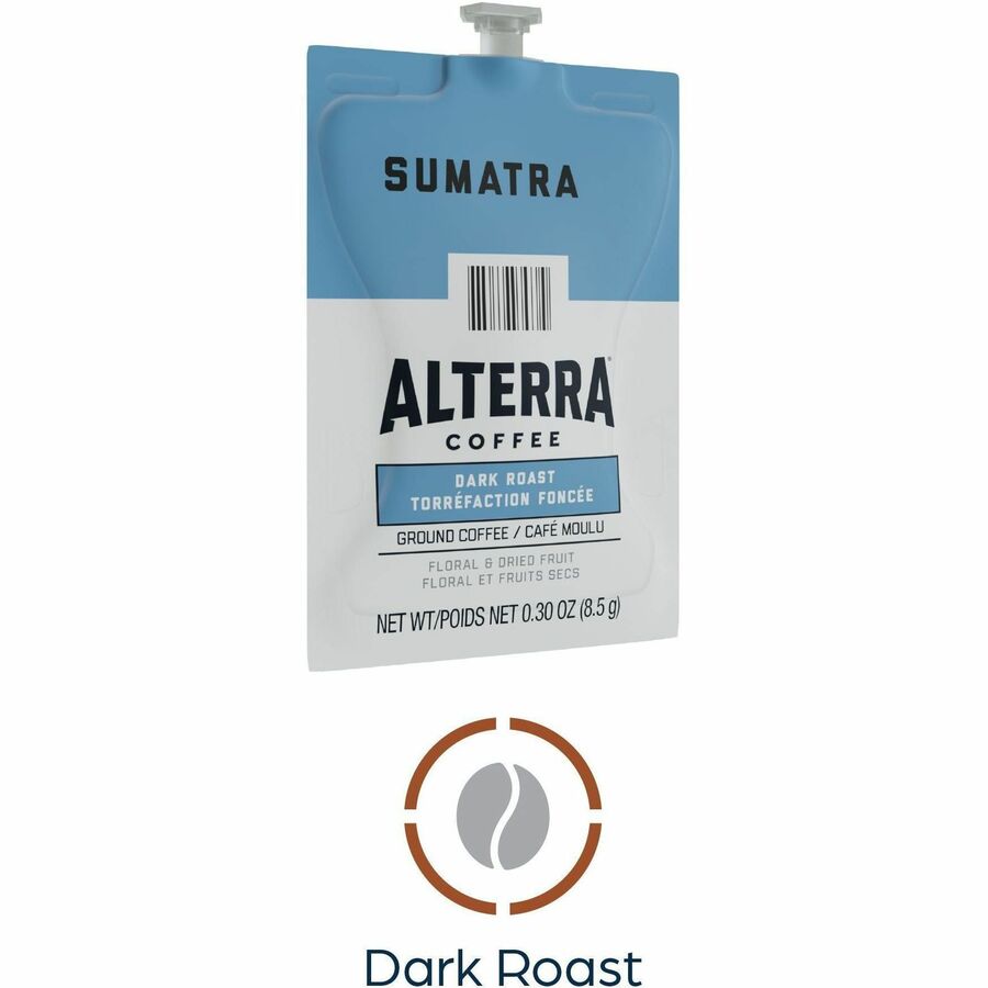 Alterra Freshpack Sumatra Coffee - Compatible with Flavia Aroma, Flavia Barista, FLAVIA Creation 600, Flavia Creation 500, Flavia Creation 200, Flavia Creation 150, Flavia Creation 300 - Dark - Freshpack - Sumatra - 100 / Carton