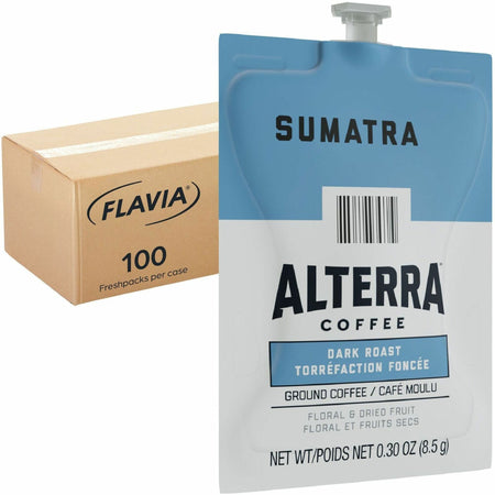 Alterra Freshpack Sumatra Coffee - Compatible with Flavia Aroma, Flavia Barista, FLAVIA Creation 600, Flavia Creation 500, Flavia Creation 200, Flavia Creation 150, Flavia Creation 300 - Dark - Freshpack - Sumatra - 100 / Carton