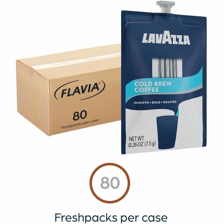 Lavazza Freshpack Cold Brew Coffee - Compatible with Flavia Creation 300 with Chill Refresh Module, Flavia Creation 600 with Chill Module - Freshpack - Cocoa - 80 / Carton