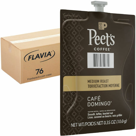 Peet's Freshpack Cafe Domingo Coffee - Compatible with Flavia Aroma, Flavia Barista, FLAVIA Creation 600, Flavia Creation 500, Flavia Creation 200, Flavia Creation 150, Flavia Creation 300 - Medium - Freshpack - Cafe Domingo - 76 / Carton