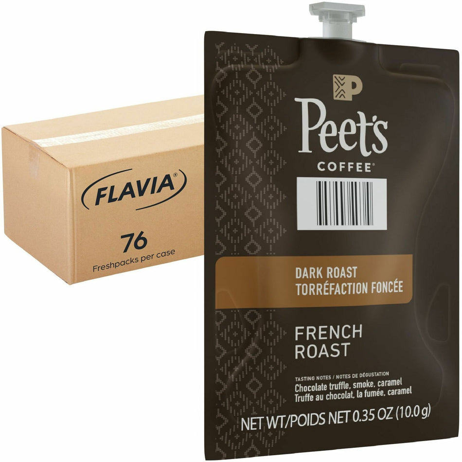 Peet's Freshpack French Roast Coffee - Compatible with Flavia Aroma, Flavia Barista, FLAVIA Creation 600, Flavia Creation 500, Flavia Creation 200, Flavia Creation 150, Flavia Creation 300 - Dark - Freshpack - French Roast - 76 / Carton