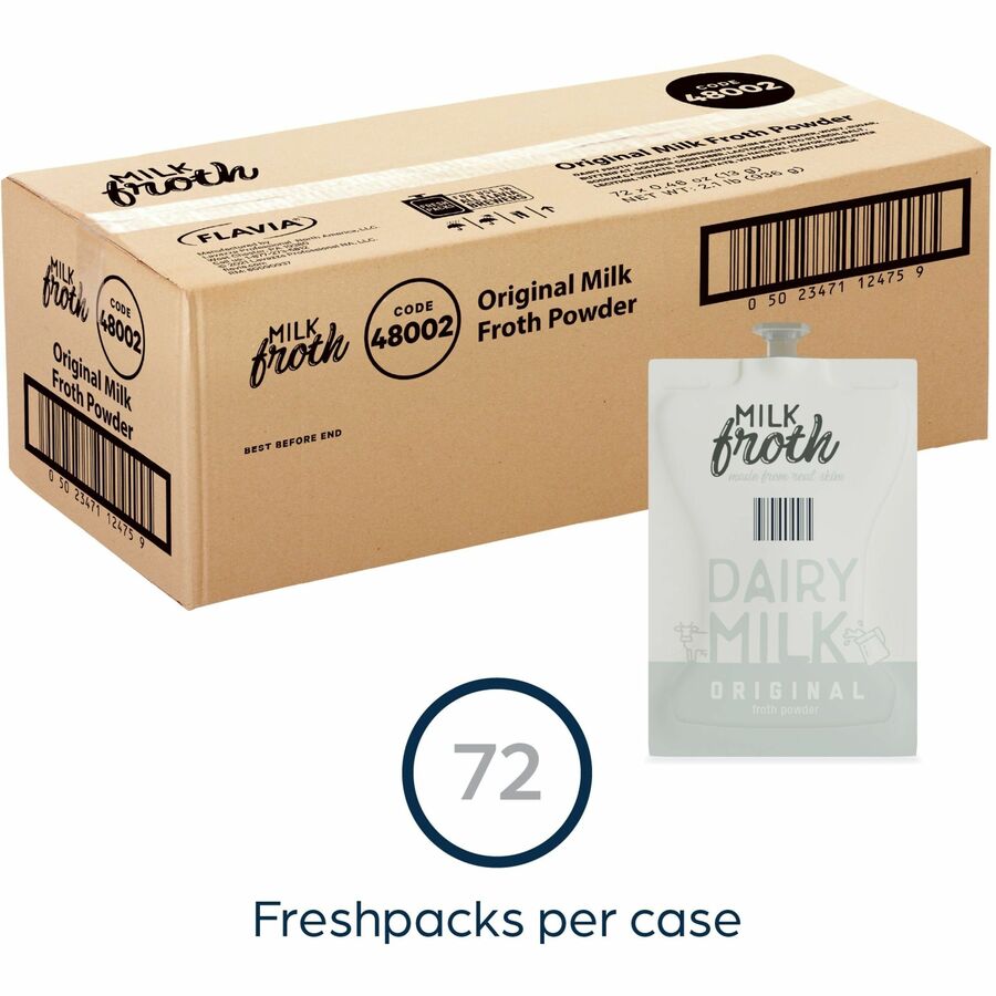 Flavia Freshpack Real Milk Froth Powder - Compatible with Flavia Barista, FLAVIA Creation 600, Flavia Creation 500, Flavia Creation 200, Flavia Creation 150, Flavia Creation 300, Flavia Aroma - Freshpack - Latte, Cappuccino - 72 / Carton