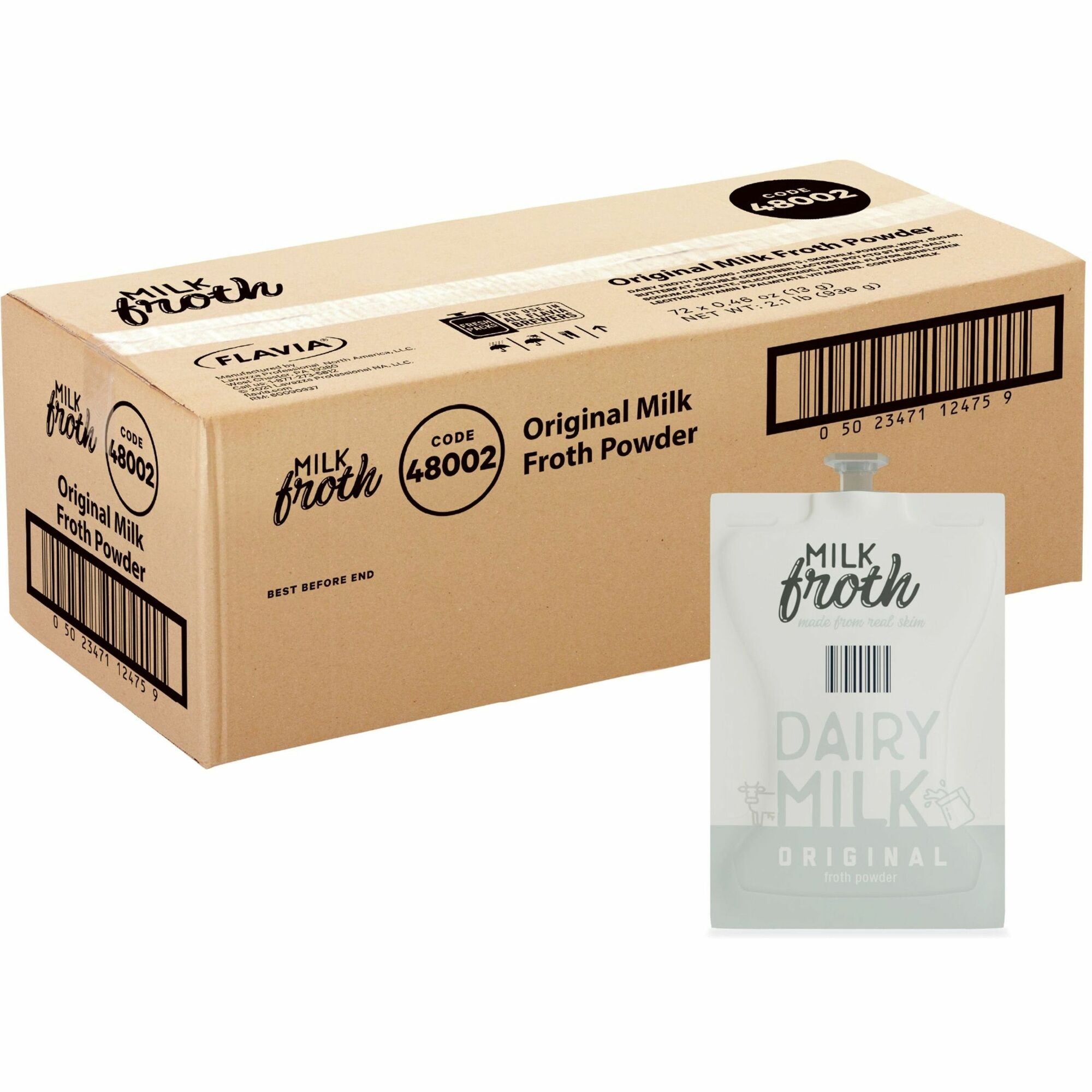 Flavia Freshpack Real Milk Froth Powder - Compatible with Flavia Barista, FLAVIA Creation 600, Flavia Creation 500, Flavia Creation 200, Flavia Creation 150, Flavia Creation 300, Flavia Aroma - Freshpack - Latte, Cappuccino - 72 / Carton