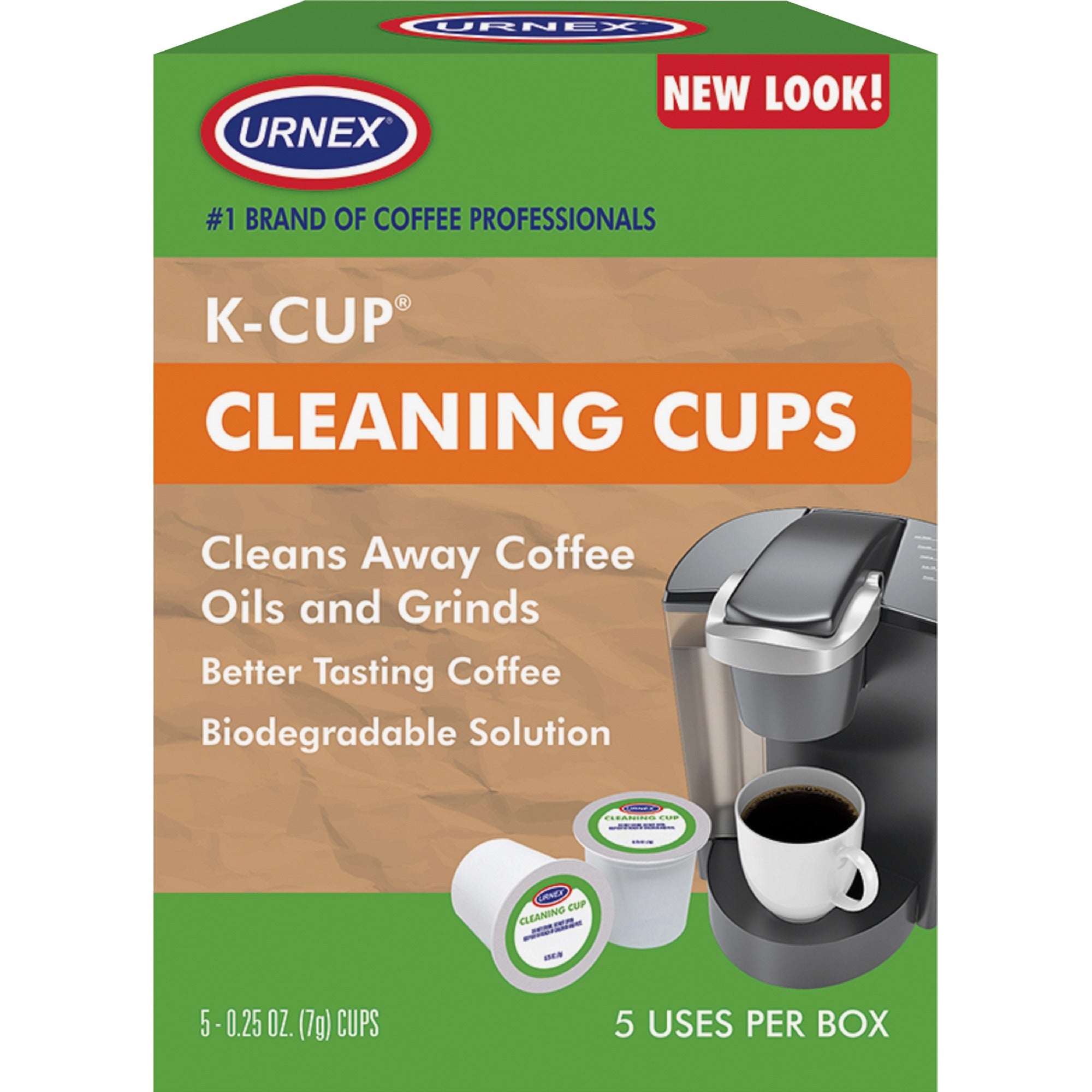 Urnex Single Brewer Cleaning Cups - For Coffee Brewer - Odorless, Phosphate-free, Biodegradable - Multi - 5/Box - 1 Each