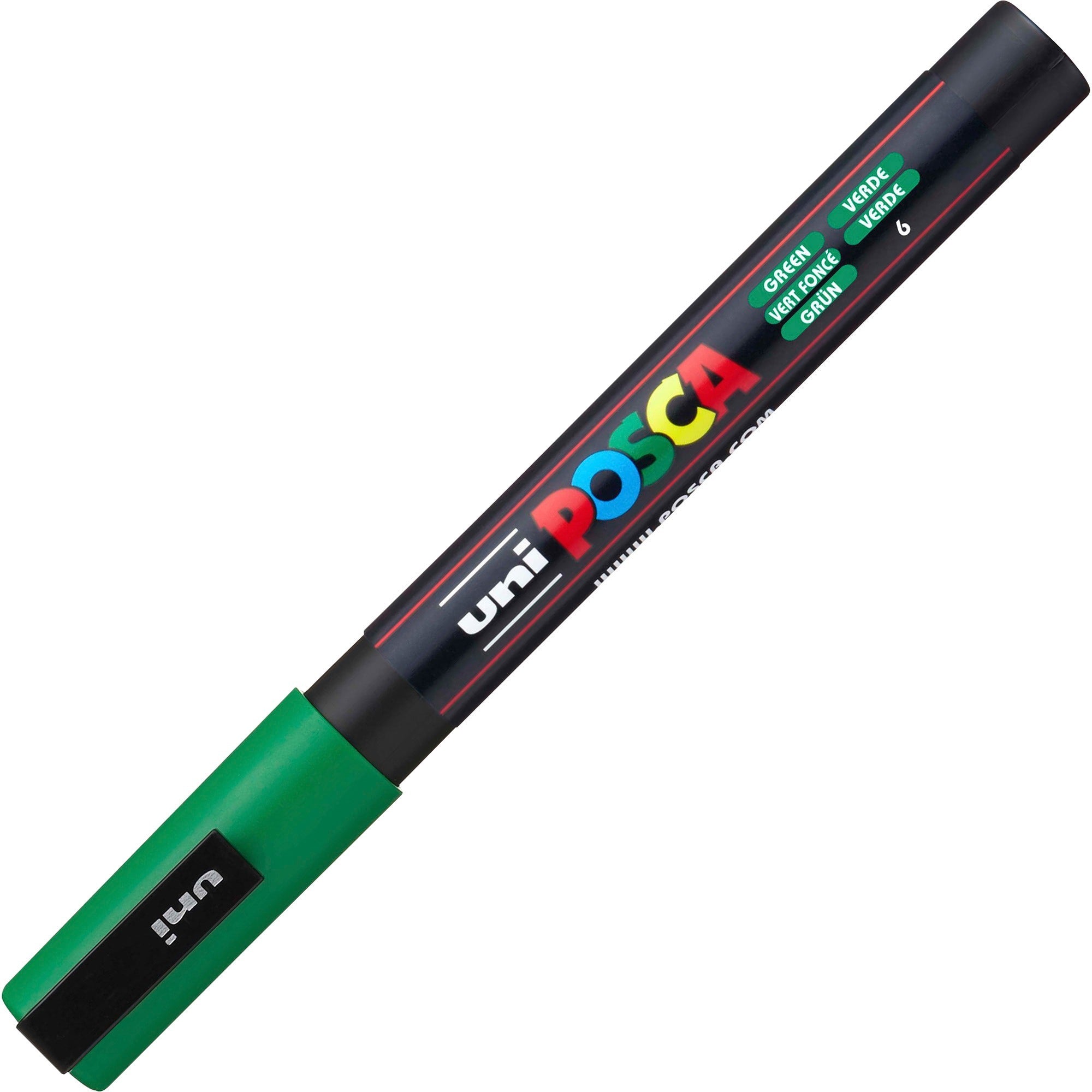 uniball&#8482; Posca PC-3M Paint Markers - Fine Marker Point - Green Ink - Water Based, Pigment-based - 6 / Pack