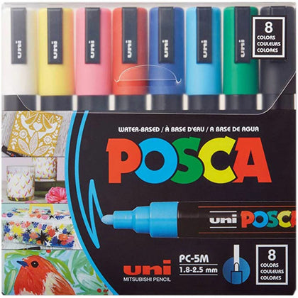 uniball™ Posca PC-5M Paint Markers - Medium Marker Point - Assorted Ink - Water Based, Pigment-based - 8 / Pack