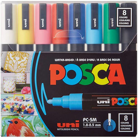 uniball&#8482; Posca PC-5M Paint Markers - Medium Marker Point - Assorted Ink - Water Based, Pigment-based - 8 / Pack