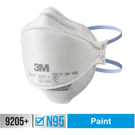 3M Aura N95 Particulate Respirator 9205 - Recommended for: Face - Adult - Airborne Particle, Dust, Contaminant, Fog Protection - White - Lightweight, Soft, Comfortable, Adjustable Nose Clip, Disposable, Advanced Electret Media - 10 / Pack
