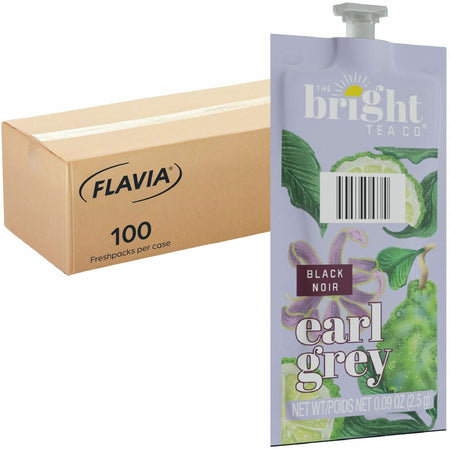 The Bright Tea Co. Earl Grey Black Tea Freshpack - Compatible with Flavia Aroma, Flavia Creation 300, FLAVIA Creation 600 - Black Tea - 100 / Carton