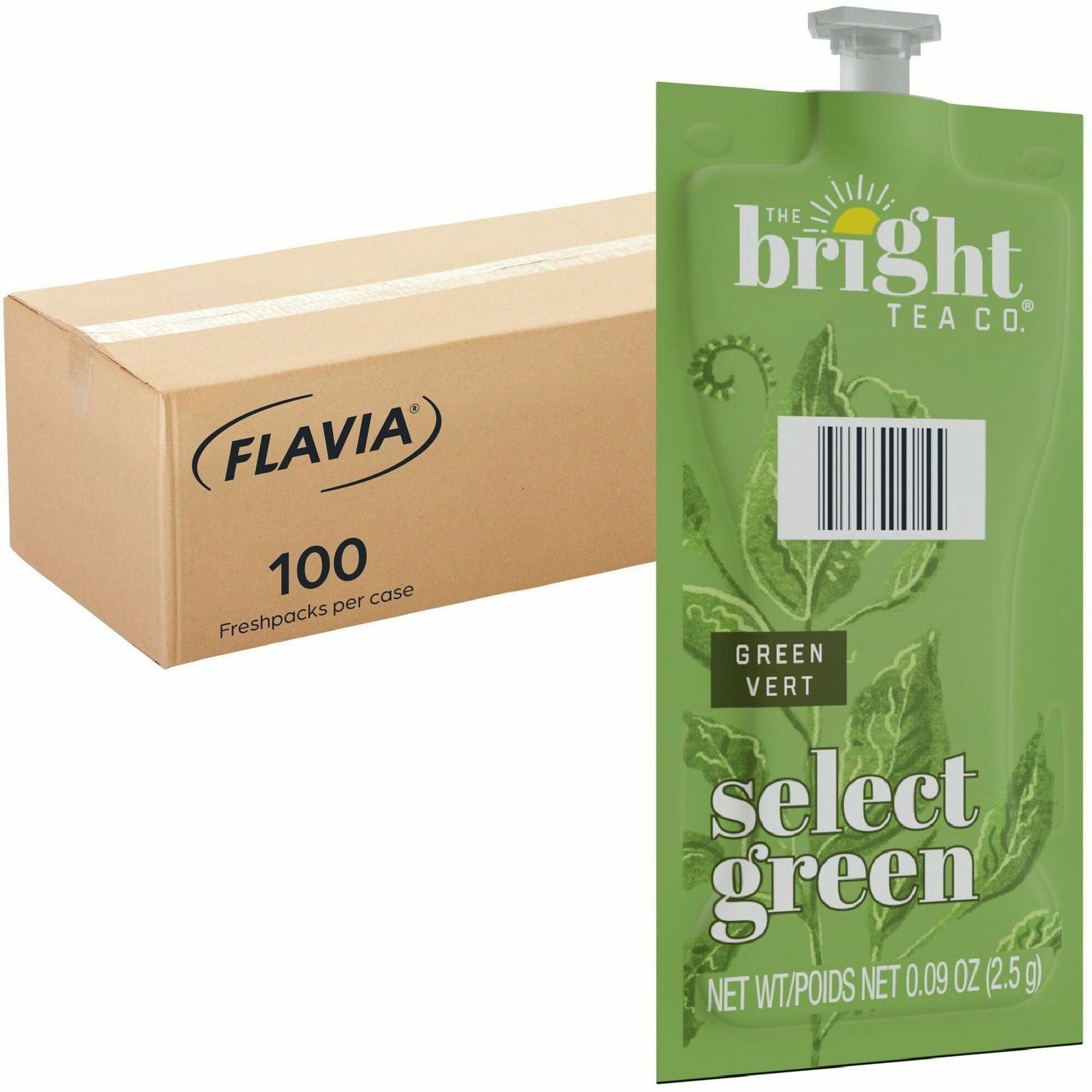 The Bright Tea Co. Select Green Tea Freshpack - Compatible with Flavia Aroma, Flavia Creation 300, FLAVIA Creation 600 - Green Tea - 100 / Carton