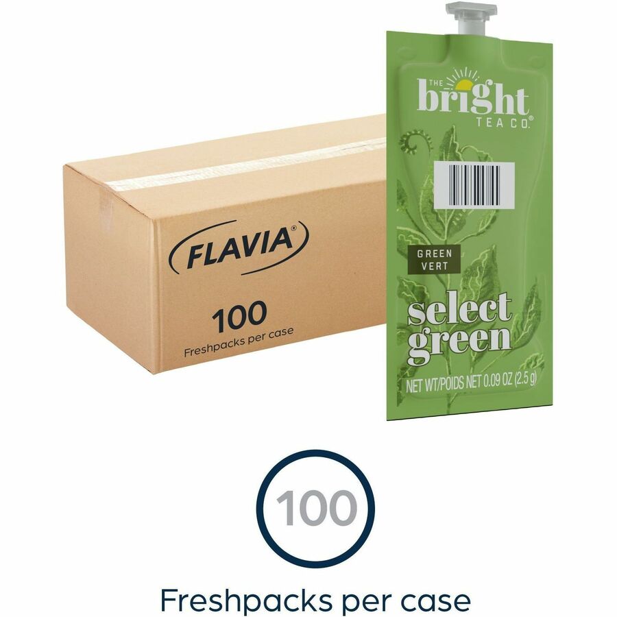 The Bright Tea Co. Select Green Tea Freshpack - Compatible with Flavia Aroma, Flavia Creation 300, FLAVIA Creation 600 - Green Tea - 100 / Carton