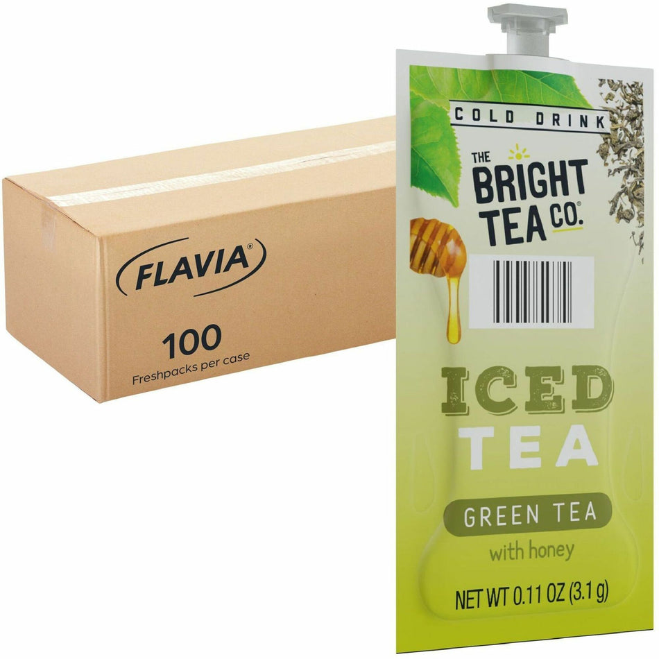 The Bright Tea Co. Iced with Honey Green Tea Freshpack - Compatible with Flavia Creation 300 with Chill Refresh Module, Flavia Creation 600 with Chill Module - Green Tea - 100 / Carton