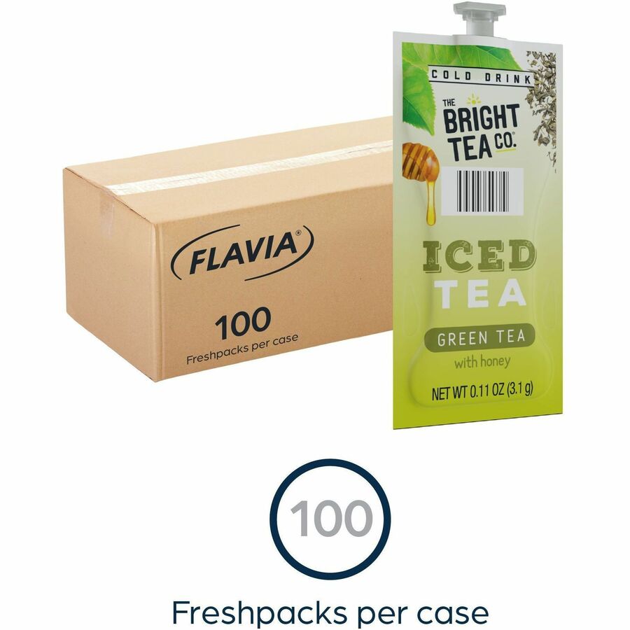 The Bright Tea Co. Iced with Honey Green Tea Freshpack - Compatible with Flavia Creation 300 with Chill Refresh Module, Flavia Creation 600 with Chill Module - Green Tea - 100 / Carton