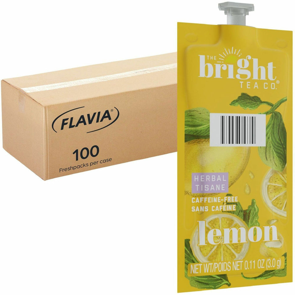The Bright Tea Co. Lemon Herbal Tea Freshpack - Compatible with Flavia Aroma, Flavia Creation 300, FLAVIA Creation 600 - Herbal Tea - 100 / Carton