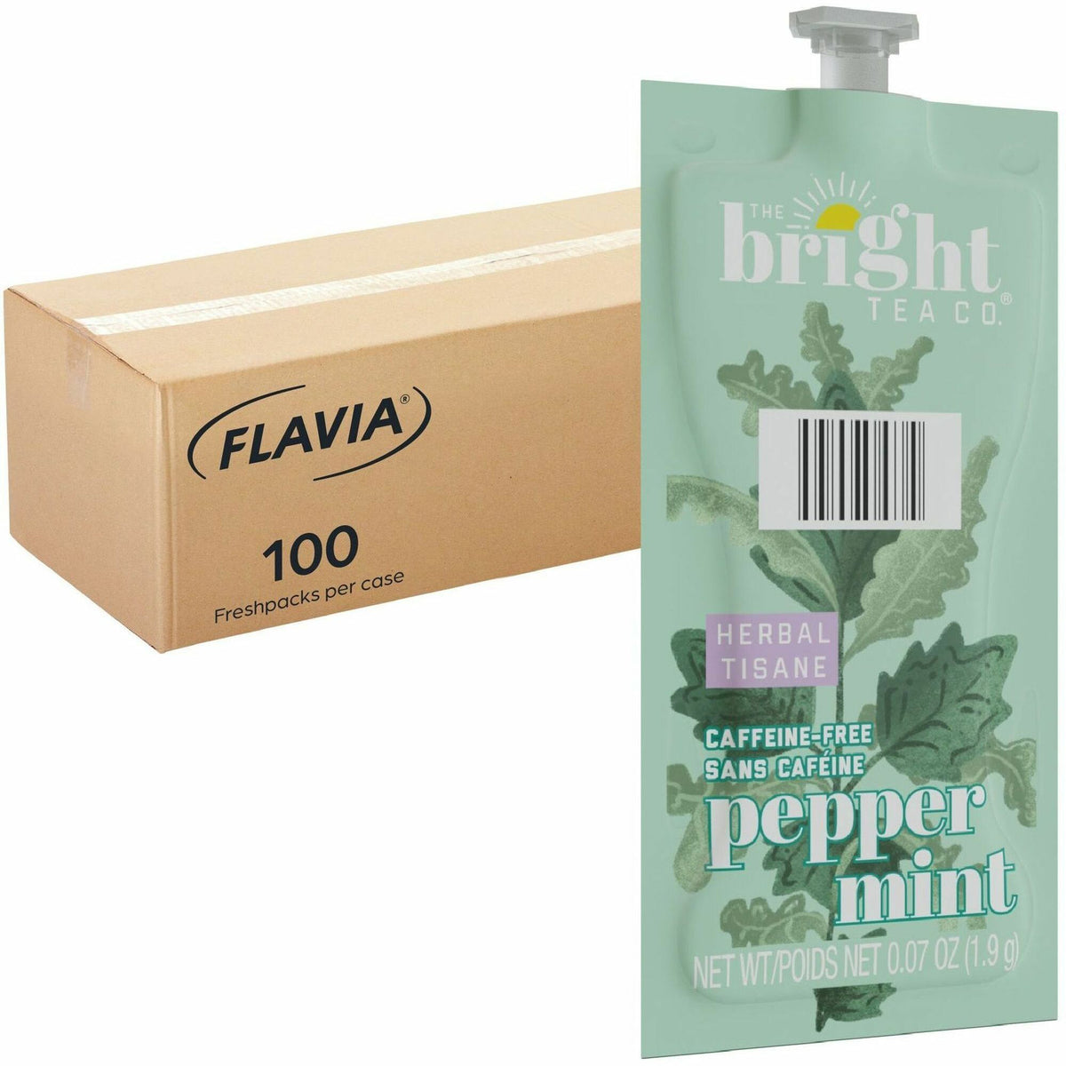 The Bright Tea Co. Peppermint Herbal Tea Freshpack - Compatible with Flavia Aroma, Flavia Creation 300, FLAVIA Creation 600 - Herbal Tea - 100 / Carton