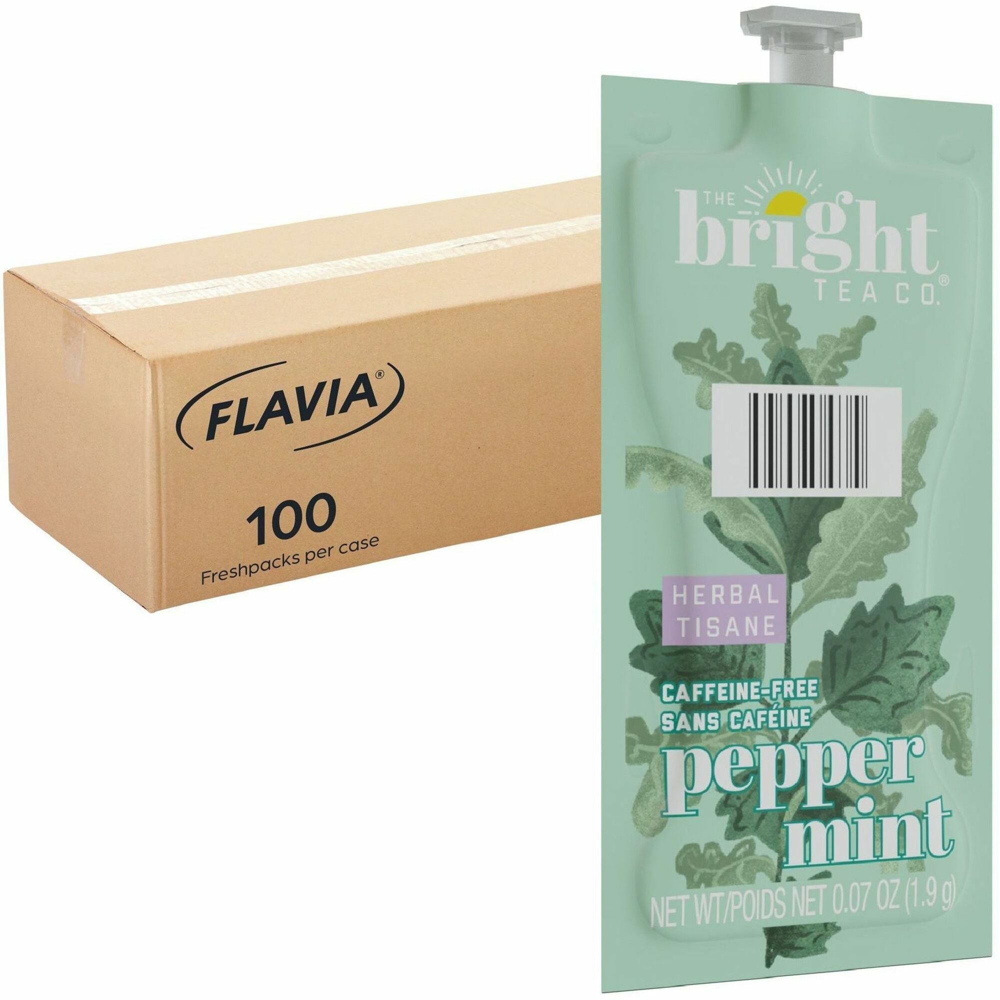 The Bright Tea Co. Peppermint Herbal Tea Freshpack - Compatible with Flavia Aroma, Flavia Creation 300, FLAVIA Creation 600 - Herbal Tea - 100 / Carton