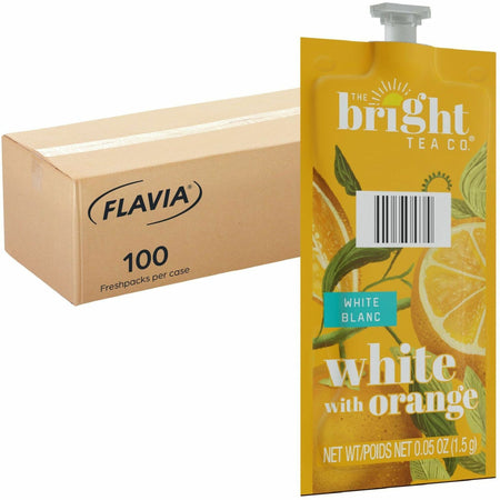 The Bright Tea Co. White with Orange White Tea Freshpack - Compatible with Flavia Aroma, Flavia Creation 300, FLAVIA Creation 600 - White Tea - 100 / Carton