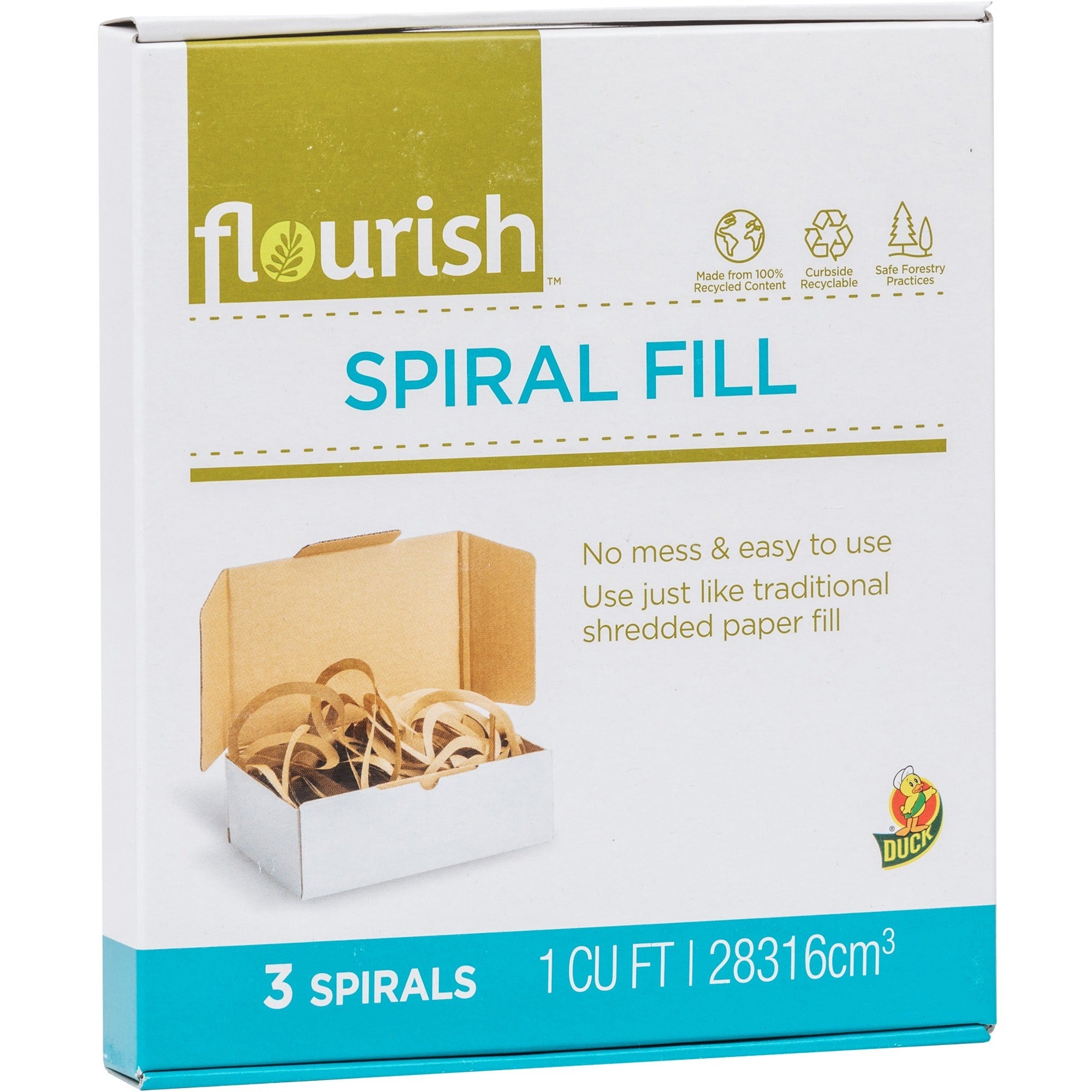 Duck Brand Flourish Spiral Cushion Fill - Mess-free, Easy to Use - Brown - 3/Box - 6 / Pack