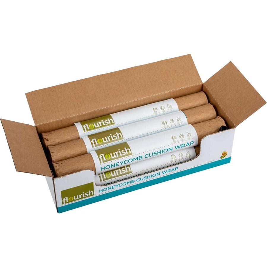 Duck Brand Flourish Honeycomb Cushion Wrap - 13" Width x 18.50" Length - Interfolded, Easy Tear, Interlocking - Brown - 6 / Pack