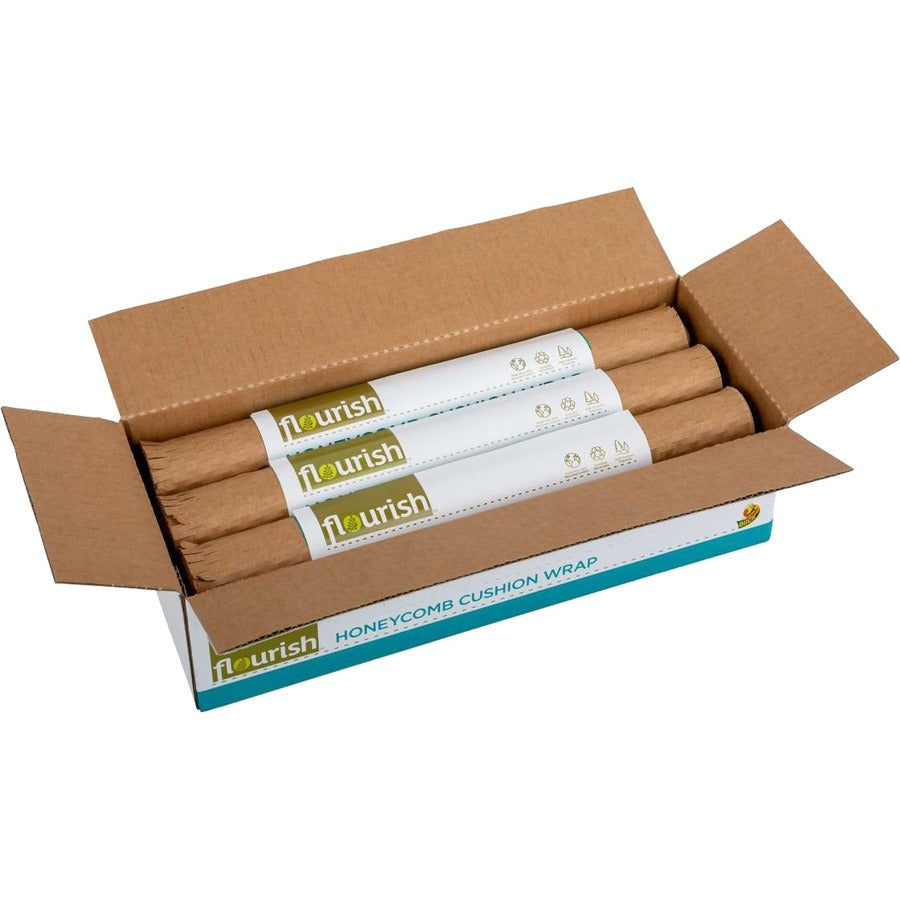 Duck Brand Flourish Honeycomb Cushion Wrap - 13" Width x 18.50" Length - Interfolded, Easy Tear, Interlocking - Brown - 6 / Pack