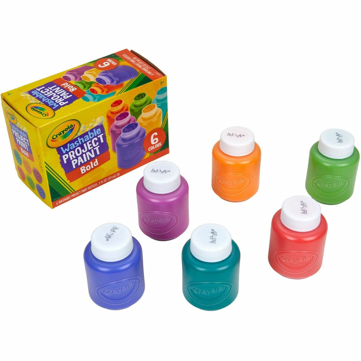 Crayola Washable Project Paint - 6 Color(s) - Yellow, Green, Yellow Orange, Red Orange, Fuchsia, Blue, Violet, Teal - Washable - 6 / Pack