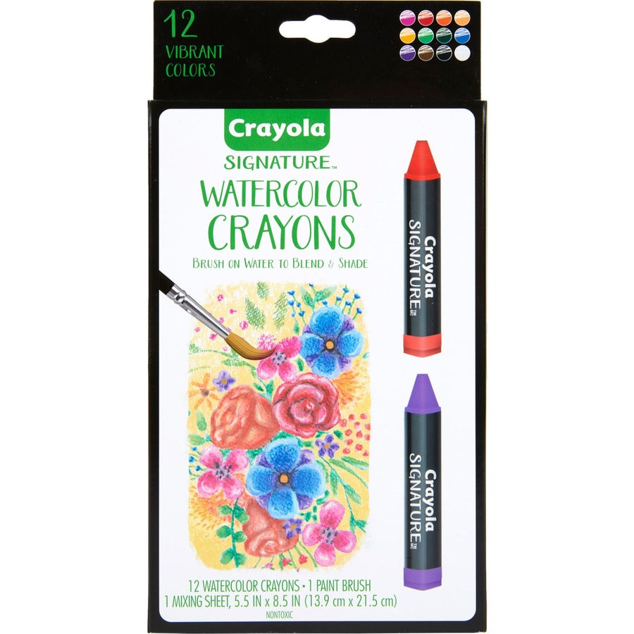 Crayola Signature Premium Watercolor Crayons - Assorted - 12 / Pack