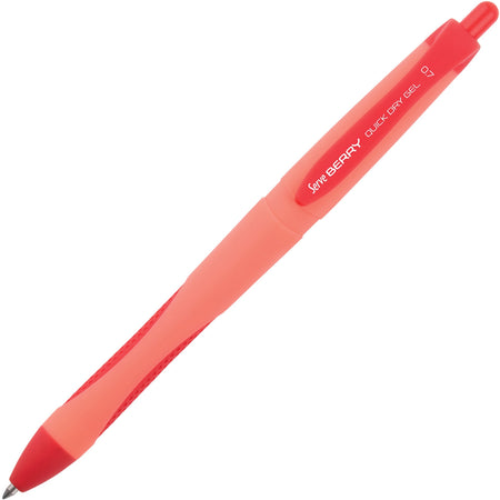 Serve Berry Quick-Dry Gel Ink Pen - 0.7 mm Medium Pen Point - Retractable - Red Ink - Gel-based - Red Barrel - 1 Each