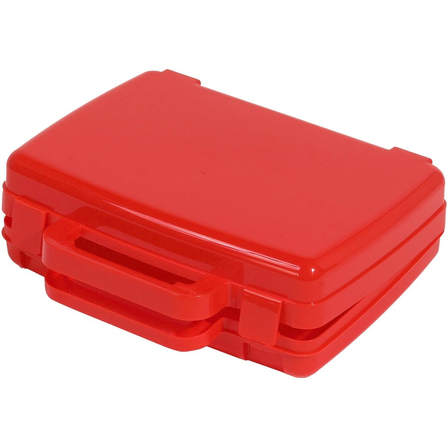 Deflecto Antimicrobial Storage Case Red - External Dimensions: 8.6" Width x 10.2" Depth x 2.7" Height - Snap-tight Closure - Plastic - Red - For Photo, Art/Craft Supplies - 1 Each