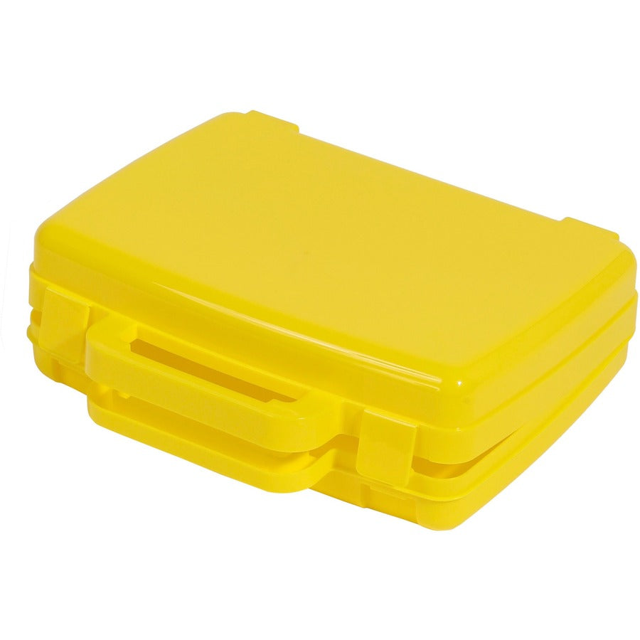 Deflecto Antimicrobial Storage Case Yellow - External Dimensions: 8.6" Width x 10.2" Depth x 2.7" Height - Snap-tight Closure - Plastic - Yellow - For Photo, Art/Craft Supplies - 1 Each